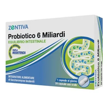 Zentiva - Probiotico 6 Miliardi Integratore Benessere Intestinale Confezione 24 Capsule
