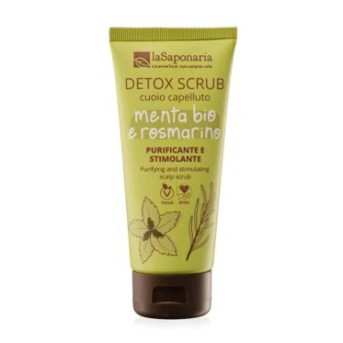 La Saponaria - Scub Detox Menta e Rosmarino Capelli e Cuoio Capelluto Grasso Confezione 150 Ml