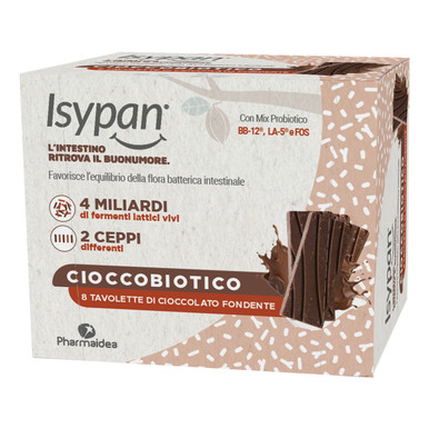 Isypan - Cioccobiotico Fermenti Lattici al Cioccolato Fondente Confezione 8 Barrette