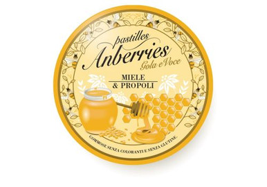 Anberries - Miele e Propoli Caramelle Benessere Gola Confezione 50 Gr