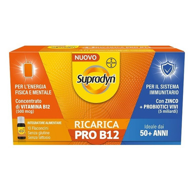 Supradyn - Ricarica Pro B12 Integratore Contro la Stanchezza Confezione 10 Flaconcini
