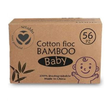 SetaBlu - Cotton Fioc Bamboo Baby Biodegradabili Confezione 56 Pezzi