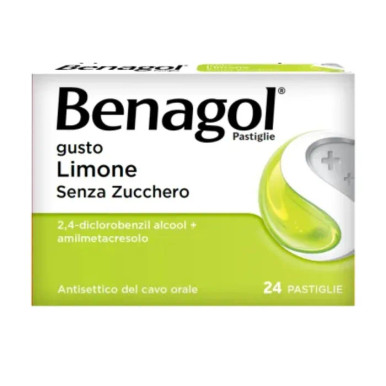 Benagol - Gusto Limone Senza Zucchero per il Mal di Gola Confezione 24 Pastiglie