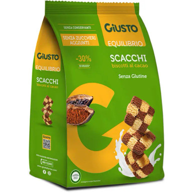 Giusto - Senza Glutine Scacchi Equilibrio Biscotti Al Cacao Confezione 250 Gr