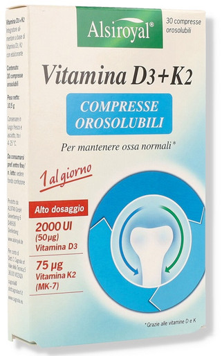 Alsiroyal - Vitamina D3 + K2 Orosolubili Confezione 30 Compresse