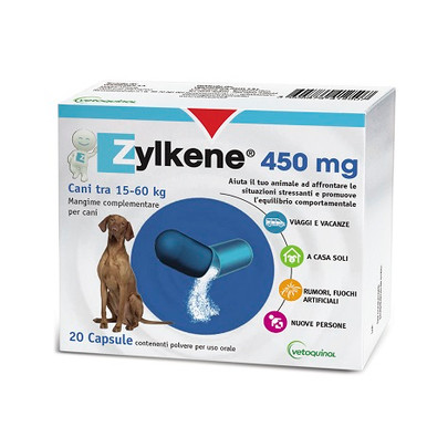 Zylkene - 450 mg Cani e Gatti Mangime Complementare Stress Confezione 20 Capsule