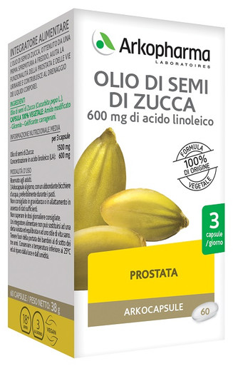 Arkopharma - Olio di Semi di Zucca Funzionalità Vie Urinarie Confezione 60 Capsule