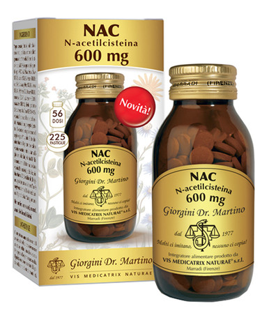 Dr. Giorgini - Nac (N-acetilcisteina) Integratore Antiossidante E Fluidificante Bronchi Confezione 225 Pastiglie