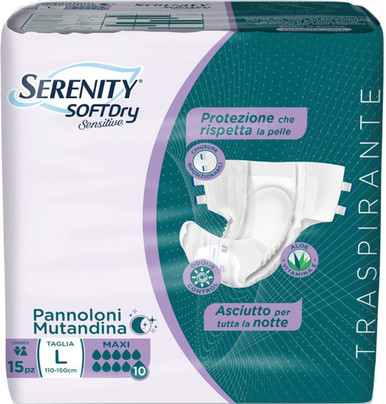 Serenity - SoftDry Pannoloni Mutandina Maxi Taglia L Confezione 15 Pezzi