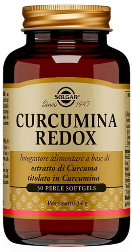 Solgar - Curcumina Redox Integratore Antiossidante Antiinfiammatorio Confezione 30 Capsule