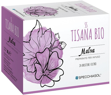 Specchiasol - Tisana Bio Malva Infuso Naturale a Base di Foglie e Fiori di Malva Confezione 20 Filtri