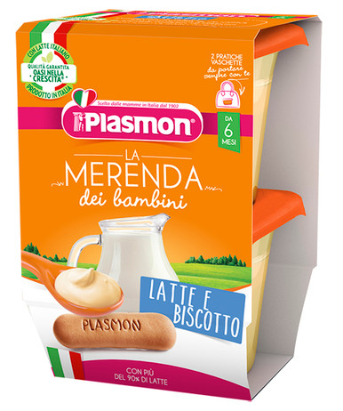 Plasmon - La Merenda Gusto Latte e Biscotto Confezione 2x120 Gr
