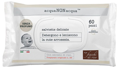 Fiocchi di Riso - Acqua Non Acqua Salviettine Senza Sapone Confezione 60 Pezzi