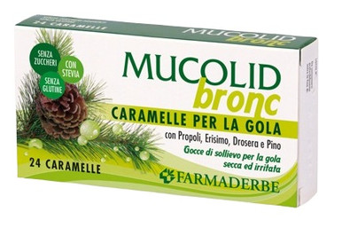 Farmaderbe - Mucolid Bronc Caramelle per la Gola Propoli e Pino Confezione 24 Caramelle