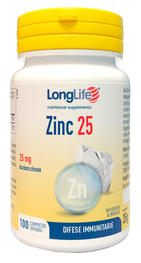 Longlife - Zinc 25 Integratore Antiossidante Confezione 100 Compresse
