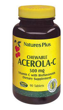 Nature's Plus - Acerola-C 500 mg Integratore Sistema Immunitario Confezione 90 Tavolette Masticabili