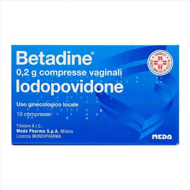 Betadine - Iodopovidone 0,2 Gr Compresse Vaginali per Infezioni Vaginali Confezione 10 Compresse