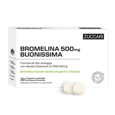 Zuccari - Bromelina 500 Mg Buonissima Integratore Naturale Drenante Confezione 30 Compresse