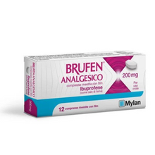 Brufen - Analgesico 200 mg Compresse Rivestite con Film Ibuprofene  Confezione 12 Compresse (Scadenza Prodotto 28/10/2025)