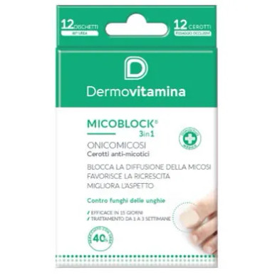 Dermovitamina - Micoblock 3 in 1 Onicomicosi Confezione 12 Cerotti
