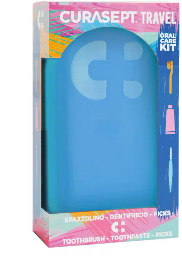 Curasept - Travel Kit Igiene Orale Blu Confezione 5 Pezzi