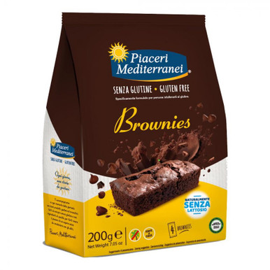 Piaceri Mediterranei - Brownies Senza Glutine e Senza Lattosio Confezione 200 Gr
