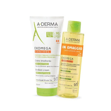 A-Derma - Exomega Control Kit Olio Lavante Emolliente + Crema Emolliente Confezione 2 Pezzi