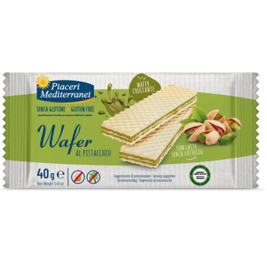 Piaceri mediterranei - Wafer Pistacchio Senza Glutine Confezione 40 Gr