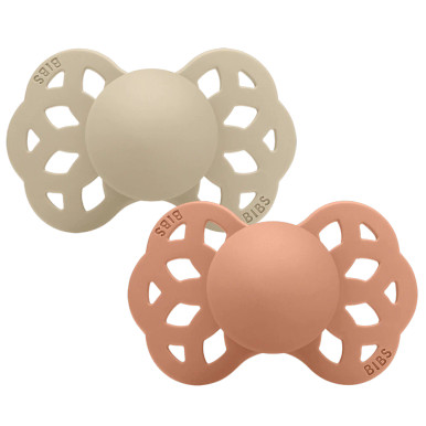 Bibs - Ciuccio Infinity Anatomico Silicone Vaniglia/Pesca 6+ m Taglia 2 Confezione 2 Pezzi