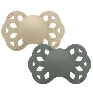Bibs - Ciuccio Infinity Anatomico Silicone Vaniglia/Grigio 6+ m Taglia 2 Confezione 2 Pezzi