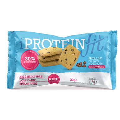 IproteinFit - Frollini Proteici Vaniglia con Gocce di Cioccolato 13% Confezione 30 Gr