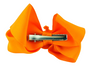 Halloween Orange Bow With Witch Hat & Lace Alligator Clip - Back of Bow