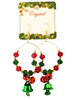 Christmas Red & Green Beads & Bells Earrings - 2 Pcs.