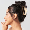 Gimme Rectangular Cut Out Thick Hair Claw Clips - Brown & Tan - 2 Pcs.