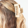 Gimme Rectangular Cut Out Thick Hair Claw Clips - Brown & Tan - 2 Pcs.