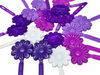 Tara Self Hinge Flower Hair Barrettes - Purple & White