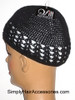 Black Fish Net Knit Skull Kufi Cap