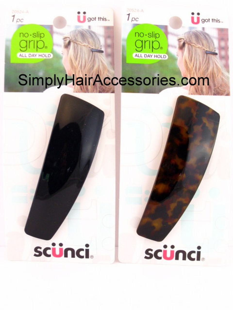 No-Slip Grip® Thin Auto Clasp Barrettes 2pk