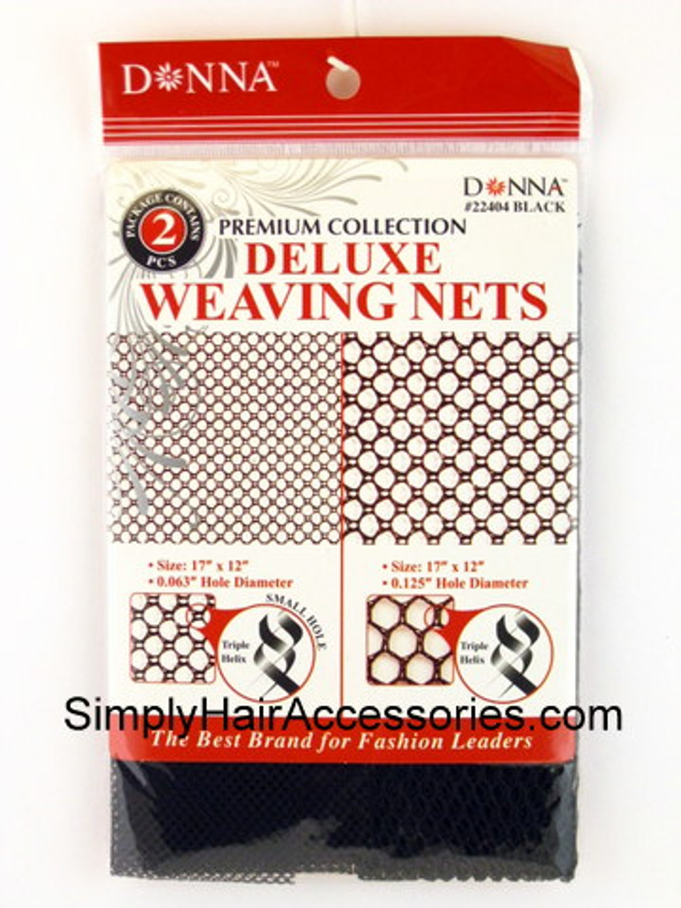 Donna Premium Collection Deluxe Large & Small Hole Weaving Nets - Black - 2  Pcs.