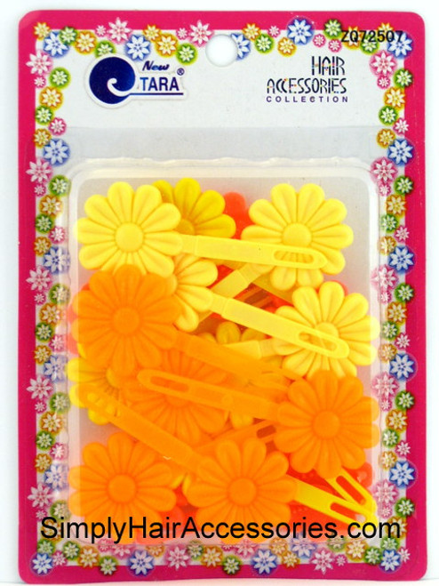 Tara Flower Barrettes - Orange & Yellow