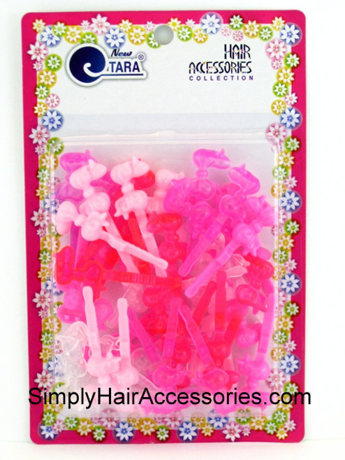 Tara Self Hinge Baby Bow Hair Barrettes - Pinks -  42 Pcs.