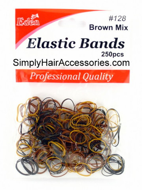 Eden Brown Polyband Hair Elastics -  250 Pcs.