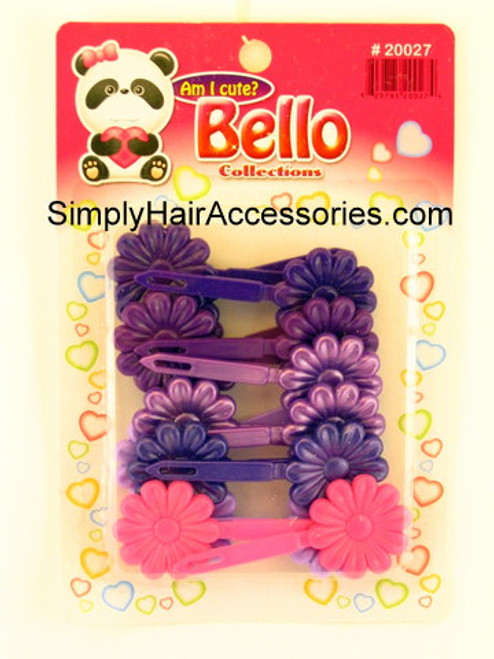 Bello Girls Flower Hair Barrettes - Purple & Pink - 16 Pcs.