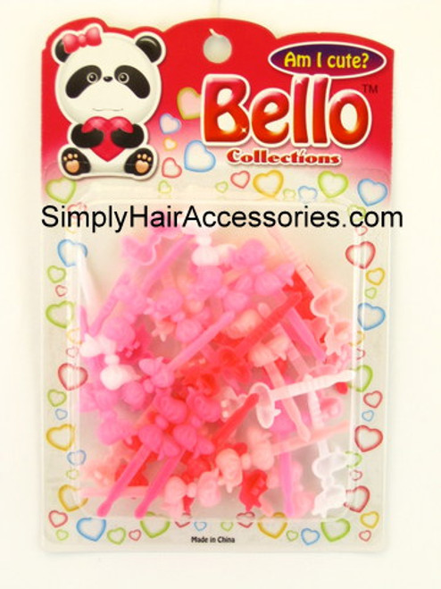 Bello Girls Baby Bow Barrettes - Pink & White - 16 Pcs.