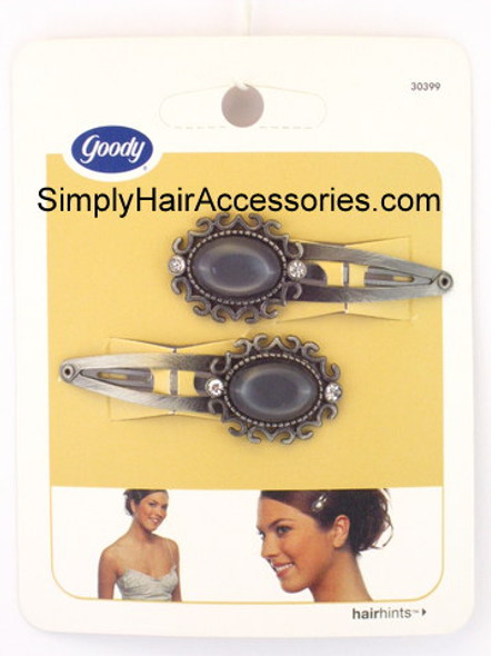 Goody Luxe Gray Pearl Stone Contour Clips - 2 Pcs.