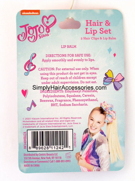 Nickelodeon Jojo Siwa Hair & Lip Set - Back of Package