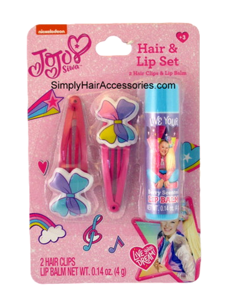 Nickelodeon Jojo Siwa Hair & Lip Set - 2 Hair Clips & 1 Lip Balm