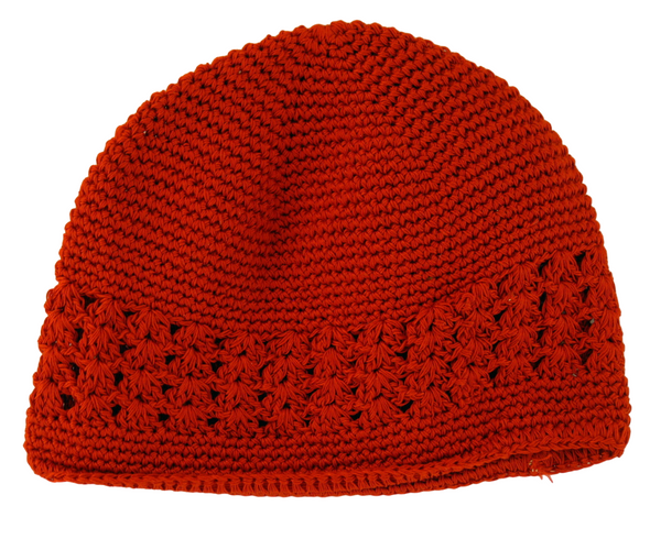 Fish Net Red Knit Skull Kufi Cap - 1 Pc.