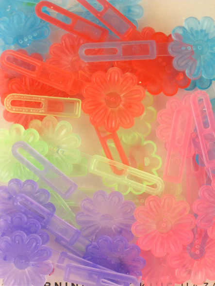 Eden Self Hinge Small Flower Hair Barrettes - Assorted Transparent Colors