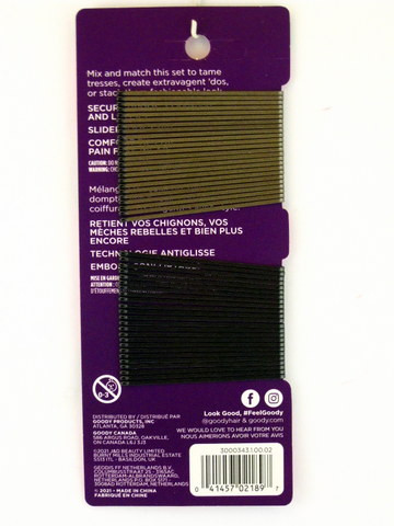 Goody Black Comfort Tip Bobby Hair Pins - Back of Package